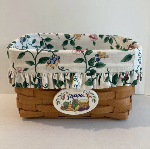 Longaberger 1999 Recipe Basket With Material Liner & Tie-On Cover