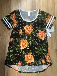 NEW! LuLaRoe Classic T Pixel Floral With Stripe Sleeves Size XXS NWT - Picture 1 of 5