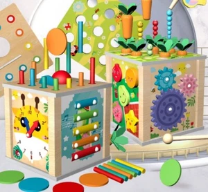 Puzzle wooden toy baby multifunctional treasure box shaped building block - Picture 1 of 6
