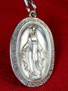 Carmelite NUN'S VINTAGE ST. CATHERINE LABOURE STERLING CATHOLIC MIRACULOUS MEDAL - Picture 1 of 15