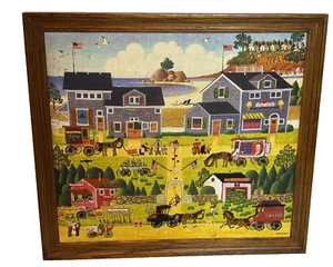 Charles Wysocki Westcott's Black Cherry Harbor FRAMED Needlework Americana Rural - Picture 1 of 9