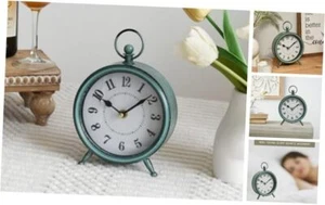 Vintage Small Rustic Green Table Clock on Stand - Decorative Desk and Shelf - Picture 1 of 7