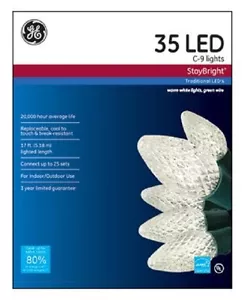 GE C9 LED Warm White 35 Light Set Christmas String Lights - Picture 1 of 1