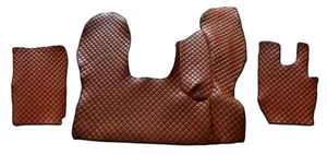 Brown Eco Leather Floor Mats + Engine Cover for DAF CF Euro 6 2013 + - Picture 1 of 2