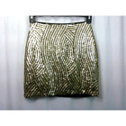 Topshop Women's Psych Gold Swirl Sequin Lined Party Mini Skirt Size 2
