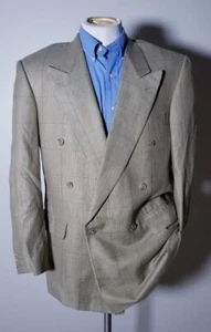 ERMENEGILDO ZEGNA Double Breasted windowpane check Jacket Blazer Coat 50 40R - Picture 1 of 5