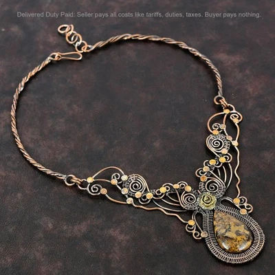 Новый год сделка меди бронзит драгоценных камней сестра проволока обернутый цветок цепочка ожерелье - Изображение 1 из 4