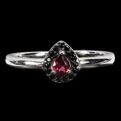 Anillo de plata de ley 925 pera rodolita granate 4x3 mm espinela piedras preciosas joyería 7,5 Foto 1 de 4