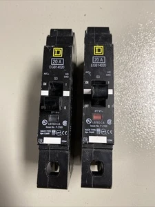 2 Pcs Of Square D EGB14020 Circuit Breaker 20 amp EGB 1 Pole 277V Bolt On - Picture 1 of 2