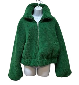 Free People Jacket Get Cozy Teddy Sherpa Oversized Jacket Green Size S - Picture 1 of 11