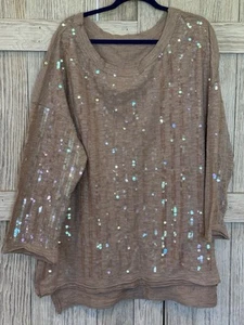 Free People Dusty Pink Sequin Oversized  Large - Picture 1 of 7