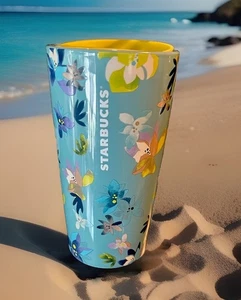 Bicchiere Starbucks blu floreale ceramica magnolia caldo viaggio sfumato 12 oz nuovo - Foto 1 di 9
