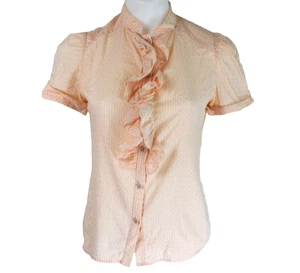 Marc Jacobs Damen 2 Bluse Rosa Herz Print Rüschen Knopfleiste Y2K Twee Feminin - Bild 1 von 5