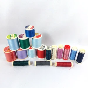 100% Polyester Thread Spools Mixed Lot Set of 17 - Picture 1 of 6