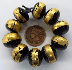 10 Vintage Venezianischer Stil Ausgefallen Gold Waschglas Afrikanischer Handel Perlen L1511 LESEN - Bild 1 von 1