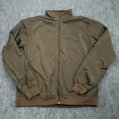 Chaqueta cortavientos American Apparel para hombre grande marrón cremallera completa nailon hecha en EE. UU. LA Foto 1 de 4