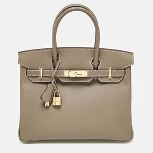 Hermes Etoupe Epsom Leather Gold Finish Birkin 30 Bag - Picture 1 of 9