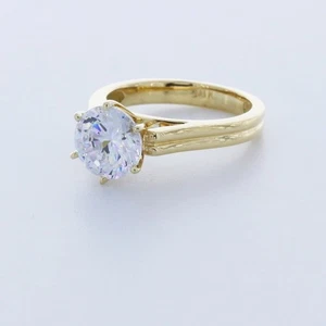 2 1/2ct E SI1 Round Earth Mined Certified Diamond 18k  Solitaire Engagement Ring - Picture 1 of 2