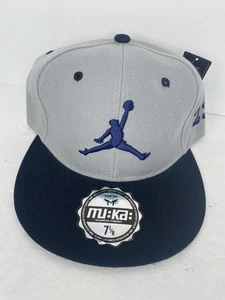 Air Jordan Hat Men 7 1/8 Blue Gray Jumpman Fitted Cap NOS - Picture 1 of 4
