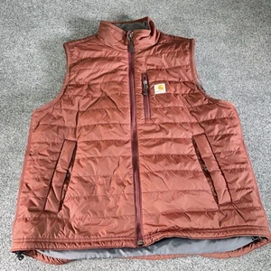 CARHARTT RAIN DEFENDER Vest Men's Large Burgundy Cordura Insulated Casual Work - Imagen 1 de 10