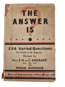 Vintage The Answer Is ? 500 Varied Questions E.N Da C & M Andrade 1941 Quiz Book - Picture 1 of 19