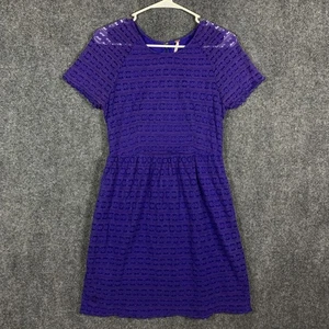 Vestido Free People Mujer 6 Púrpura Encaje Manga Corta Forrado Ajuste Acampanado Tejido Mini - Imagen 1 de 14