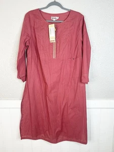 NEW Fabindia Cotton 3/4 Sleeve Kurta XL Mauve Rose Embroidered - Picture 1 of 11