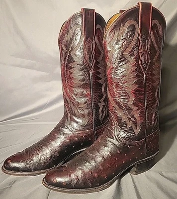 Botas de Vaquero Lucchese 2000 Vintage T311SR4 Negro Cereza Pluma Completa Avestruz 8.5 D Foto 1 de 4
