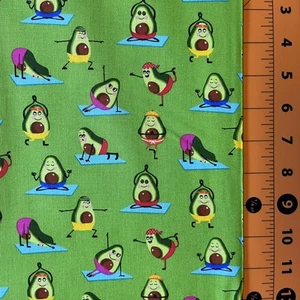 Fabric Traditions | Food Avocado Yoga Poses Green | YARD - Picture 1 of 1