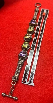 Sterling Silver Suarti Bali BA Citrine Amethyst Peridot Toggle Bracelet - Image 1 of 4