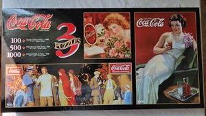 3 rompecabezas de Coca Cola de colección 1999 nuevos en caja en una caja 1000 piezas/500 piezas/100 piezas** - Imagen 1 de 6