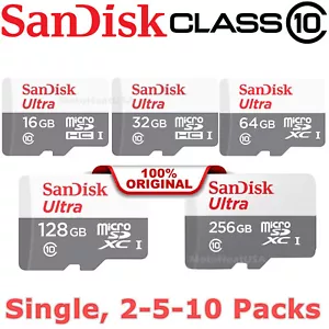 SanDisk Ultra MicroSD 16GB 32GB 64GB 128GB 256GB SD Memory TF Card Reader Lot - Picture 1 of 17