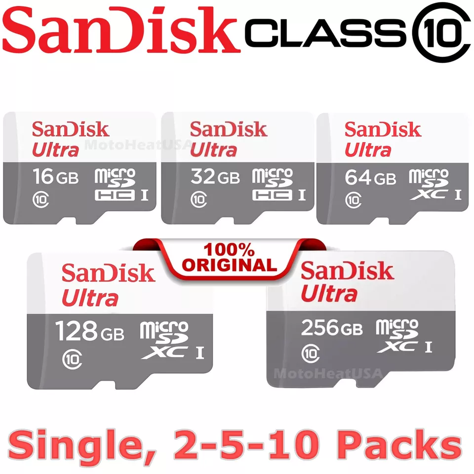 SanDisk Ultra MicroSD 16GB 32GB 64GB 128GB 256GB SD Memory TF Card Reader Lot - Image 1 of 4