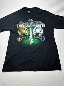 2010 Super Bowl XLIV Indianapolis Colts VS New Orleans Saints NFL T Shirt Size M