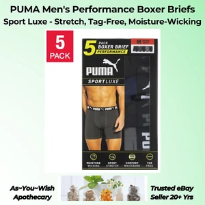 PUMA Boxer Briefs Men 5 Pack Moisture Wicking Comfort Waistband Tag Free Stretch - Picture 1 of 6