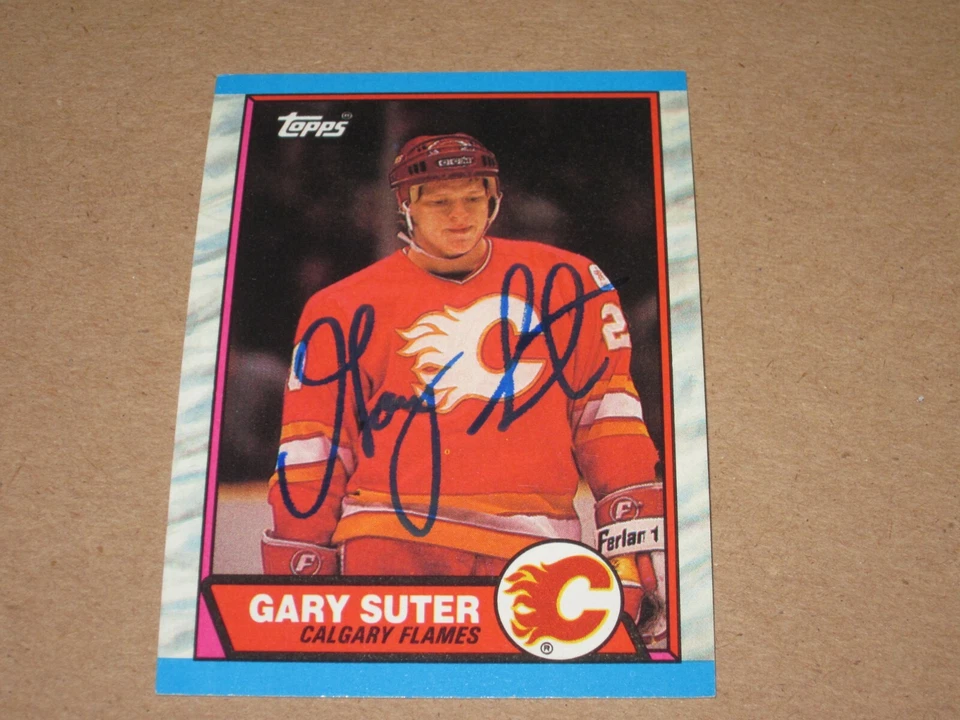 GARY SUTER SIGNED AUTOGRAPHED 1989 TOPPS HOCKEY CARD # 108 FLAMES - Image 1 of 1