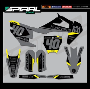 Kit de gráficos MX personalizados Husqvarna TC FC 125 250 350 450 gris 2016 2017 2018 - Imagen 1 de 5