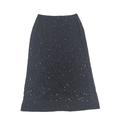 Falda midi Bentley Arbuckle negra totalmente forrada con abertura ventilada lentejuelas para mujer talla 12 Foto 1 de 4