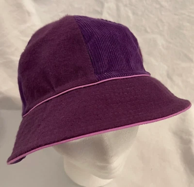 Sombrero cubo vintage púrpura de lona y pana para damas marca Maurioo talla única pequeña Foto 1 de 4