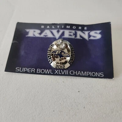 Baltimore Ravens 2012 World Champions Lapel Pin Silver Tone Faux Diamonds * mt1 - Image 1 of 4