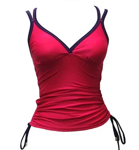 Women's Swimwear Padded Top FREE COUNTRY NWT Double Straps Hot Pink Navy S M - Picture 1 of 6