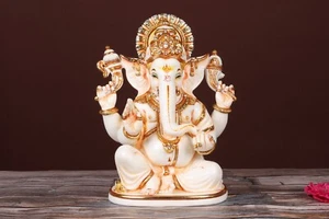 Statua Lord Ganesh 10" Ganesha Idol Vinayak scultura Ganapathy decorazione Gajanan - Foto 1 di 7