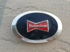 BUDWEISER BEER ~ OVAL-SHAPED BELT BUCKLE - used Vintage 1970's - Picture 1 of 3