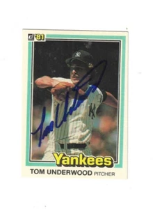 Autographed Signed TOM UNDERWOOD New York Yankees 1981 Donruss Card #108 w/COA - Picture 1 of 1