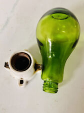 Vintage Green Glass Lightbulb Ceramic Socket 60 Watt 250 Volt Japan marked F