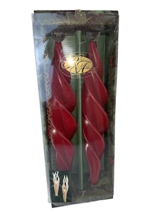 Robert Alan Candle Company Candele 12" Spirale Piuma Coniche 2 Rosso NOS - Foto 1 di 9