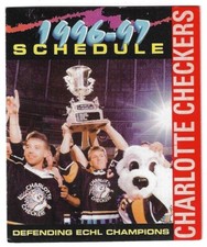 1996-97 Charlotte Checkers ECHL Hockey Schedule !!! Kenny Rogers Roasters