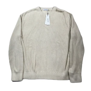 Calvin Klein Crewneck Sweater Mens 2XL White Desert Sand Chunky Pullover $118 - Picture 1 of 7