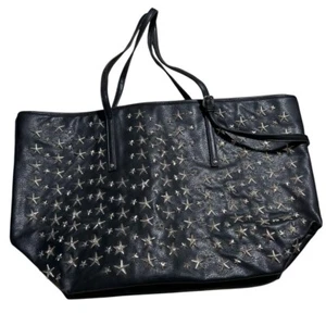 Stern Nieten Tasche Handtasche Kunstleder in schwarz gebraucht guter Zustand aus Japan - Bild 1 von 4