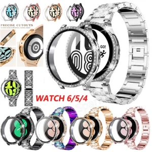 Bling Diamond Metal Strap Band Case Cover For Samsung Galaxy Watch 6 5 4 40 44mm - Picture 1 of 30